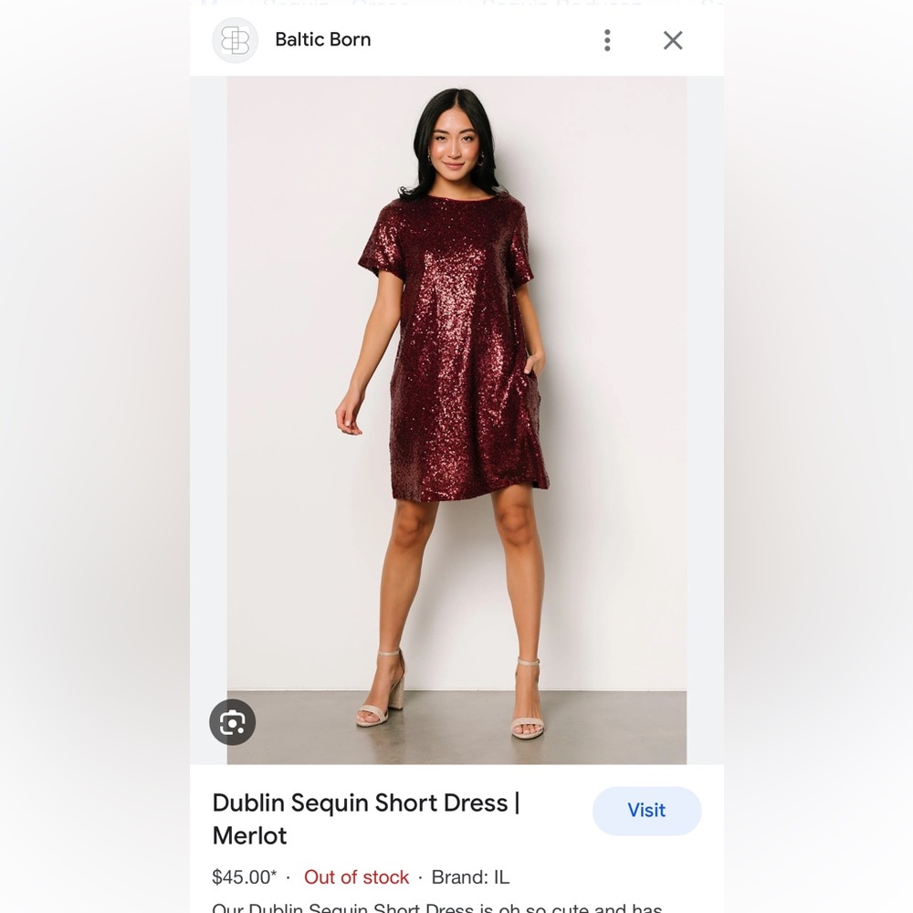 Baltic Born NWT Merlot Sequin Short Dress